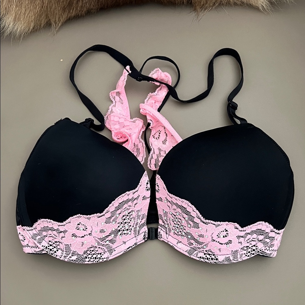 La SENZA Black and Pink Lace Bra – Size 32D